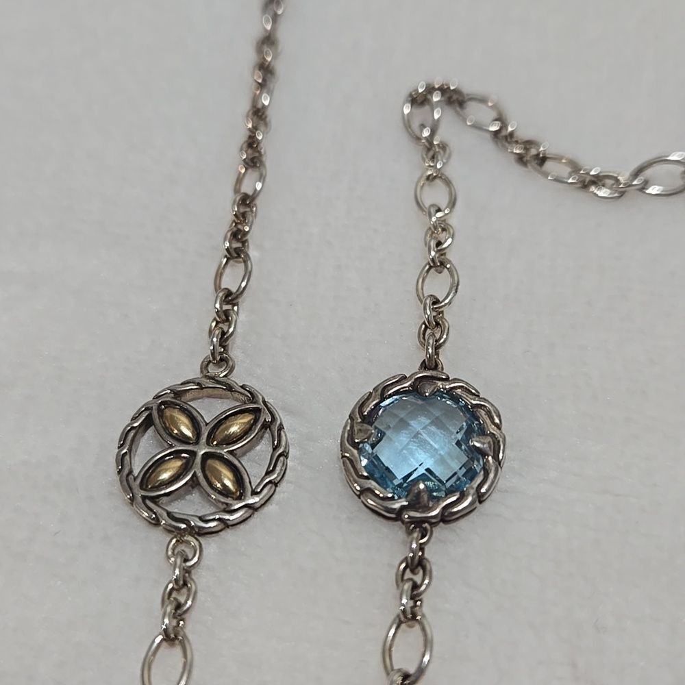 John Hardy 18k/925 Silver Station Topaz Necklace, 31.36g